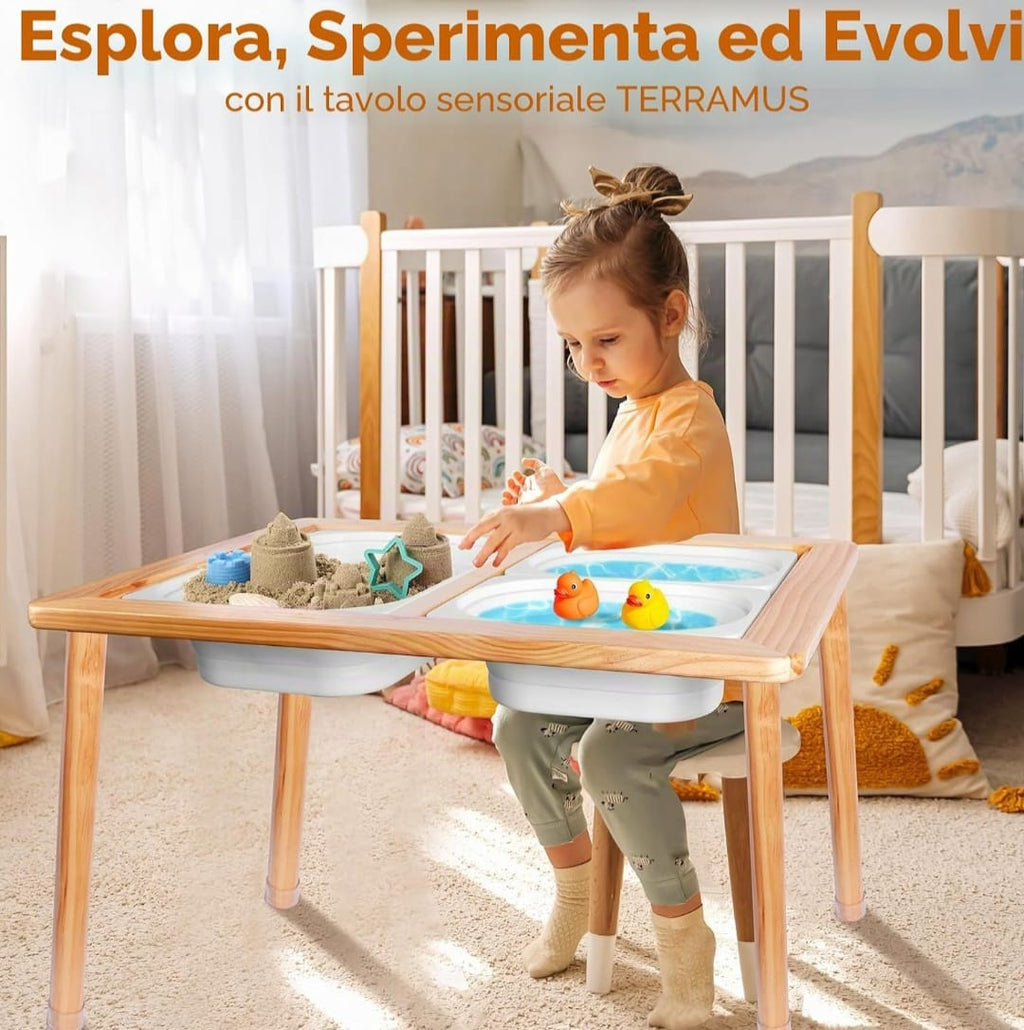 Terramus Baby-Sinnes- und Wasserspieltisch & Aktivitätstisch,B-WARE , leichte Delle im Holz