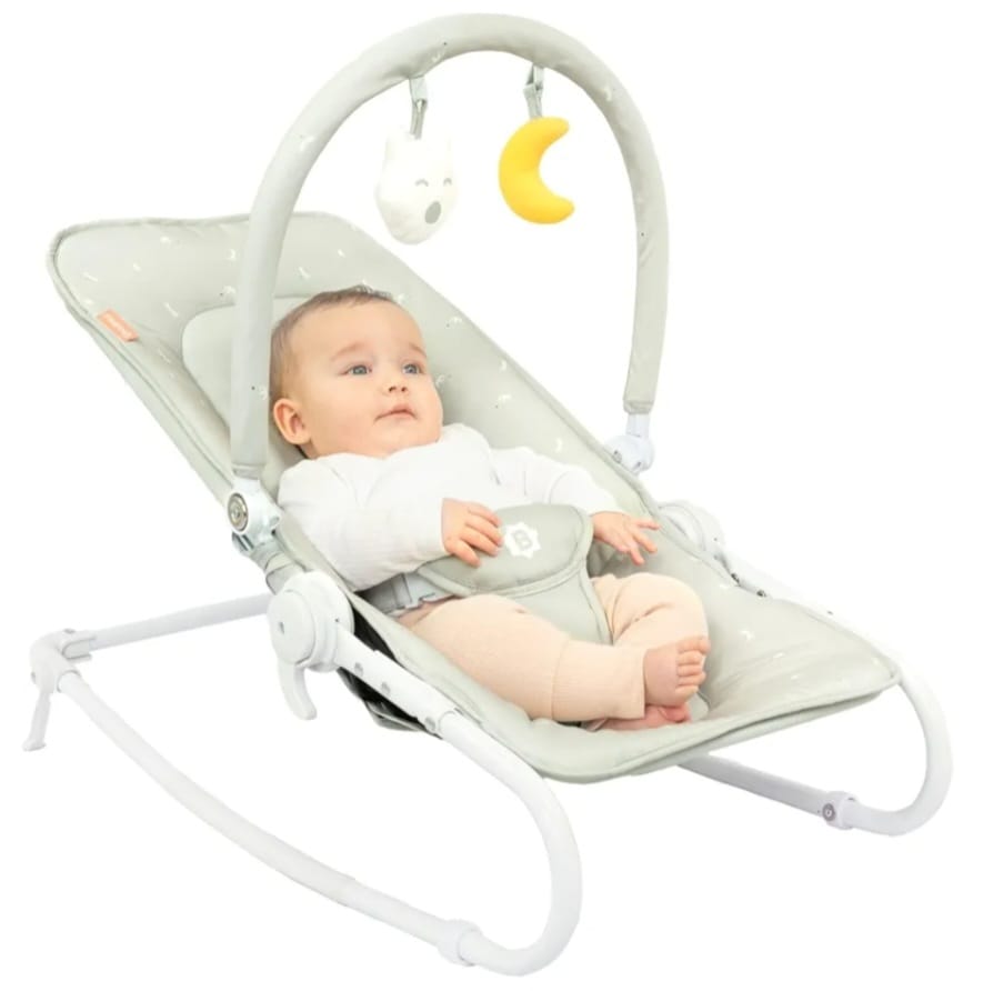 Badabulle Babywippe faltbar Lichen - Verstellbare Rückenlehne - 3-Punkt-Sicherheitsgurt - Abnehmbarer Spielbogen,B-WARE