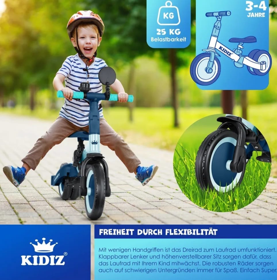 KIDIZ  Laufrad 6in1 Dreirad,Laufräder,Lauffahrrad, Kinderdreirad, B-WARE