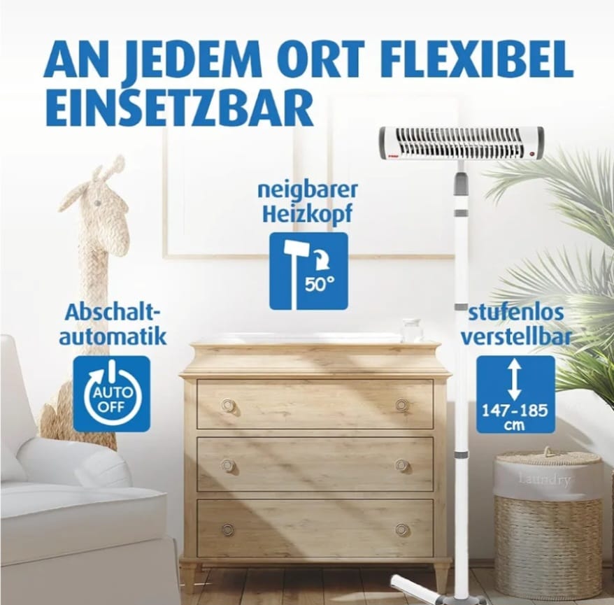 reer EasyHeat Flex Wickeltisch-Wärmestrahler, Standgerät,Weiß, B-WARE