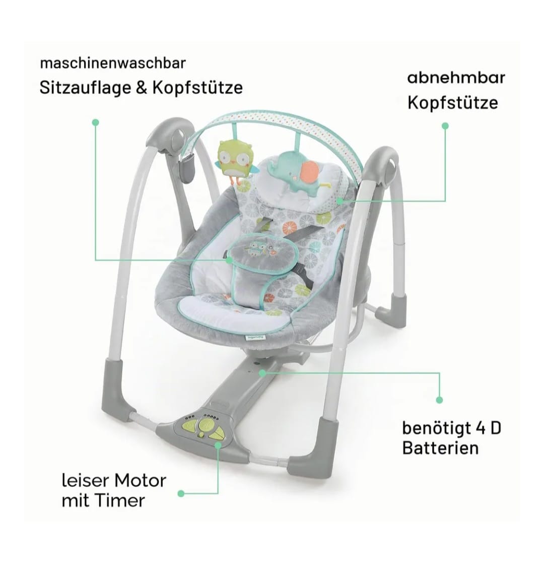 Ingenuity Swing ’n Go Portable Swing™ – Hugs & Hoots™ Babyschaukel,B-WARE