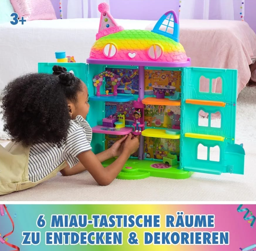 DREAMWORKS GABBY'S DOLLHOUSE - 14-teiliges Purrfect Party Puppenhaus , B-WARE