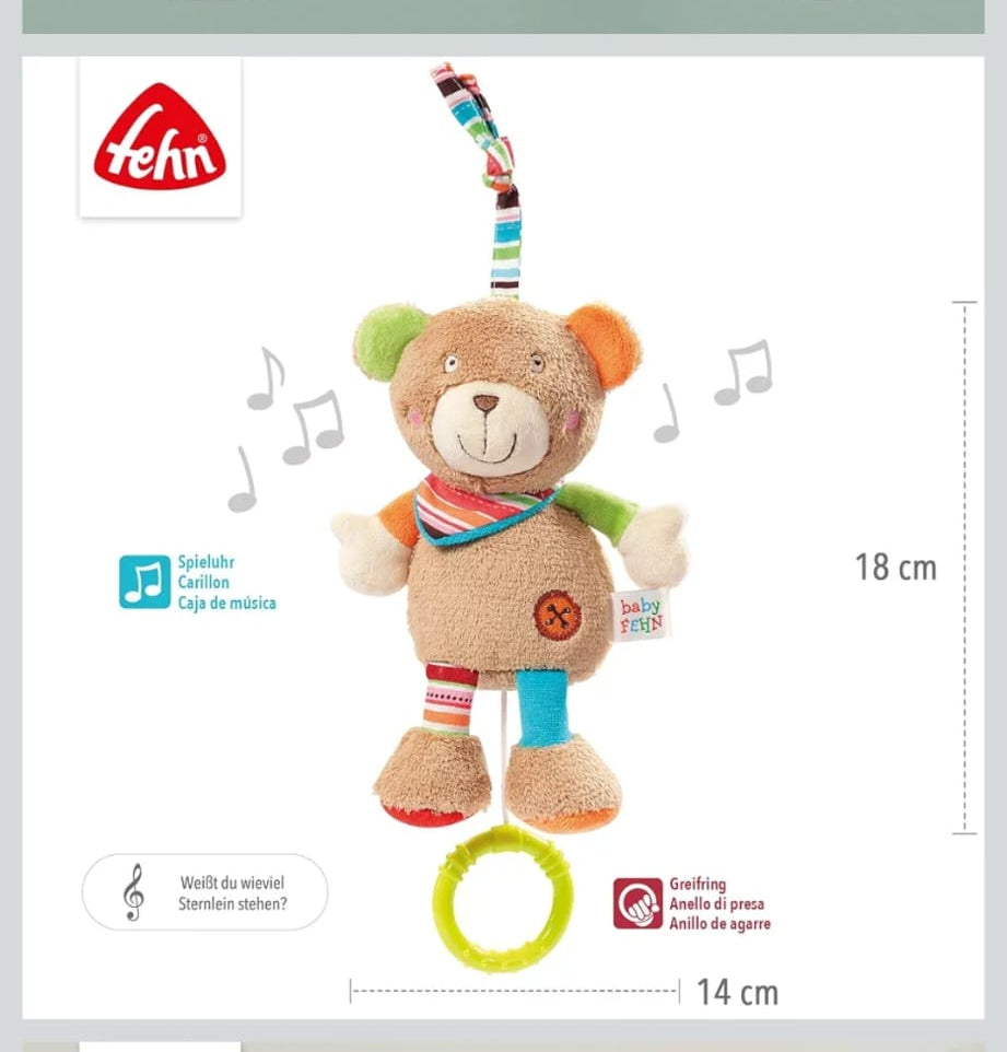 Fehn Mini,Spieluhr Teddy, Kuscheltier mit integriertem Spielwerk,B-WARE