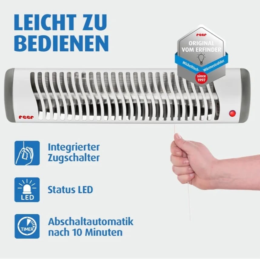 reer EasyHeat Flex Wickeltisch-Wärmestrahler, Standgerät,Weiß, B-WARE