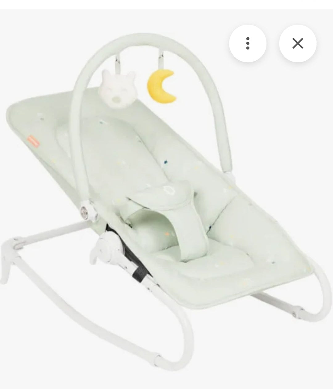 Badabulle Babywippe faltbar Lichen - Verstellbare Rückenlehne - 3-Punkt-Sicherheitsgurt - Abnehmbarer Spielbogen,B-WARE
