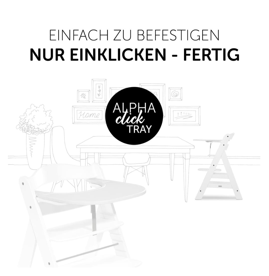 Hauck Essbrett und Tisch für Alpha Hochstuhl (Click Tray) - White / Weiss, B-WARE