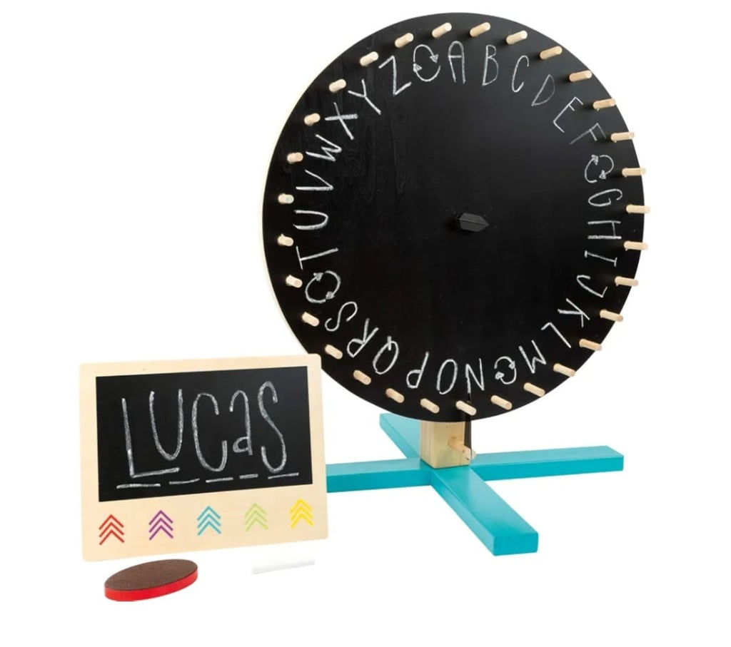 small foot Glücksrad Active aus Holz, mit wendbarer Drehscheibe und kleiner Tafel, B-WARE