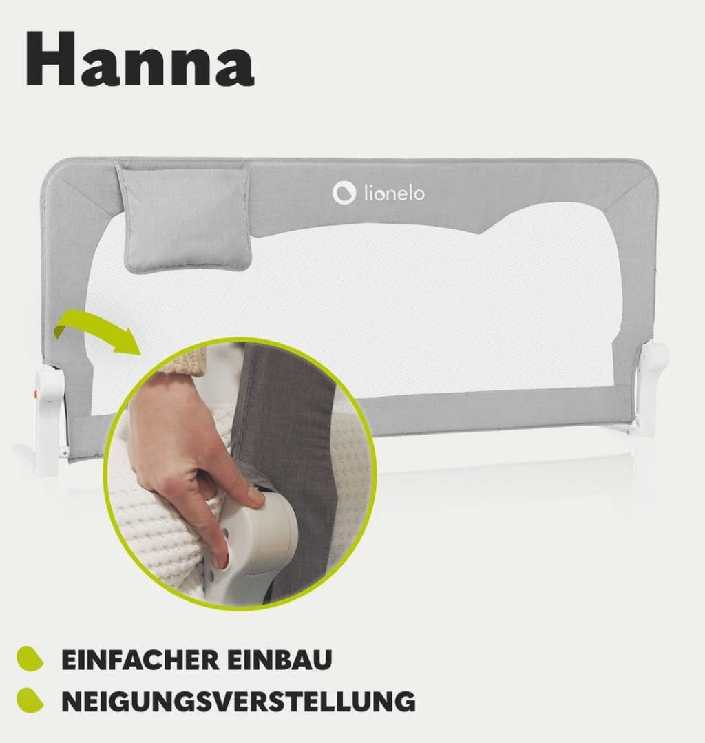 Baby Bettgitter Lionelo Hanna für Sicherheit Bettschutzgitter Rausfallschutz, B-WARE
