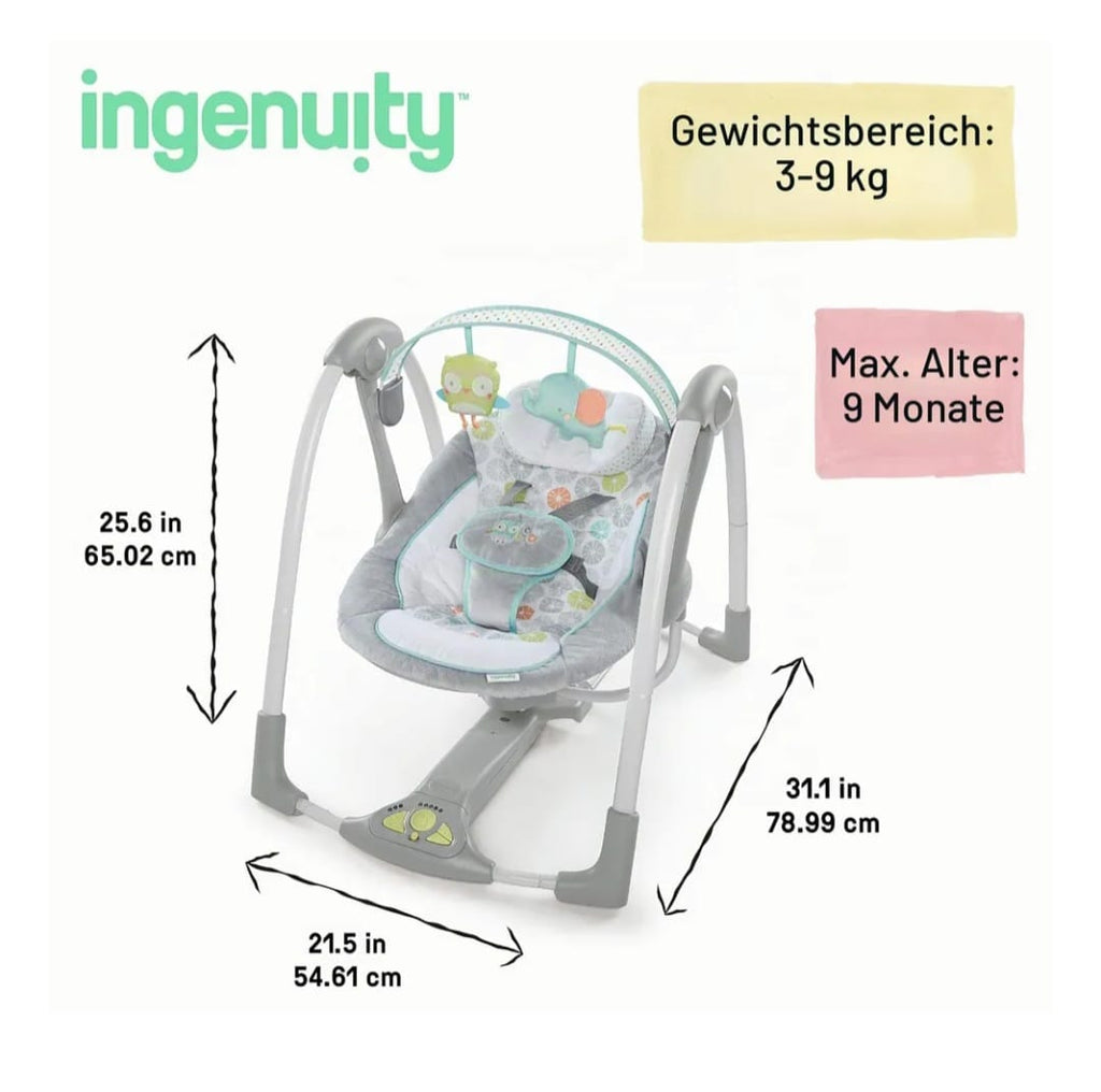 Ingenuity Swing ’n Go Portable Swing™ – Hugs & Hoots™ Babyschaukel,B-WARE