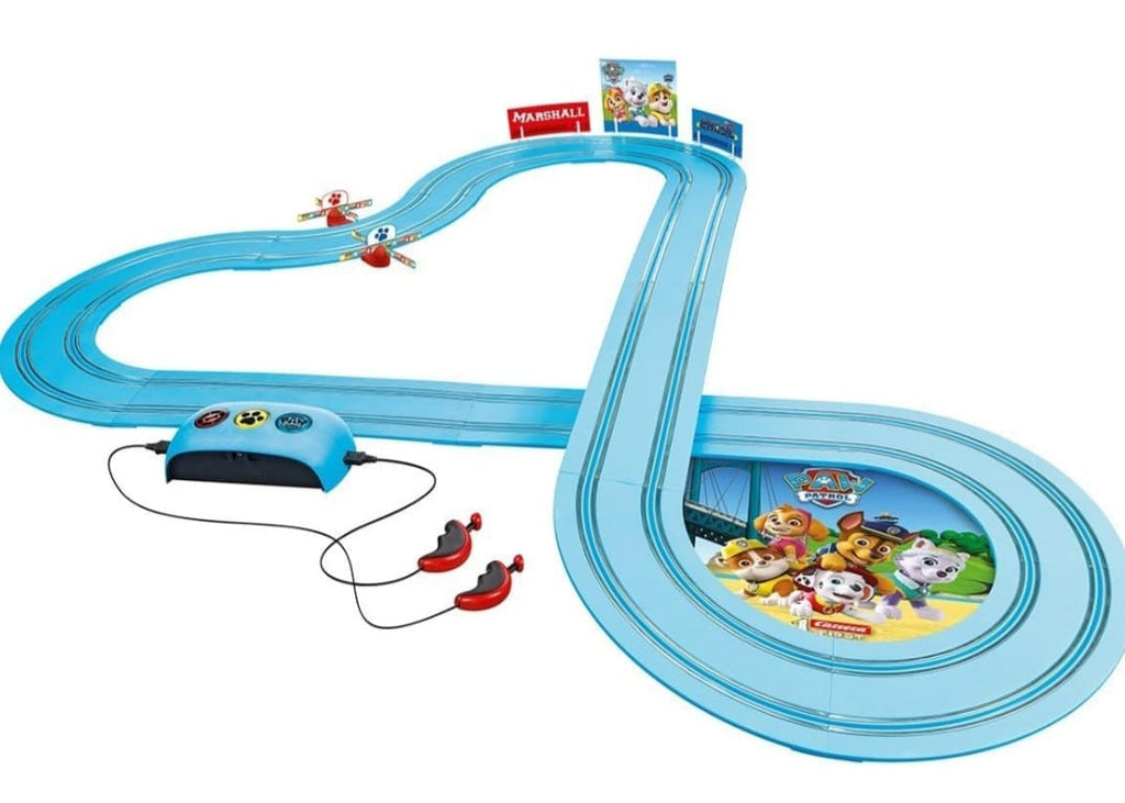 Carrera - 20063032 First PAW Patrol Race 'N' Rescue 2,4m Rennstrecken-Set | 2 ferngesteuerte Fahrzeuge mit Chase & Marshall | mit Handregler & Streckenteilen, B-WARE