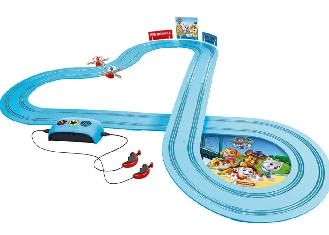 Carrera - 20063032 First PAW Patrol Race 'N' Rescue 2,4m Rennstrecken-Set | 2 ferngesteuerte Fahrzeuge mit Chase & Marshall | mit Handregler & Streckenteilen, B-WARE