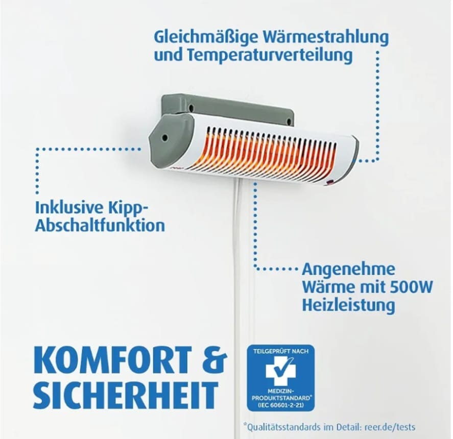 reer EasyHeat Flex Wickeltisch-Wärmestrahler, Standgerät,Weiß, B-WARE