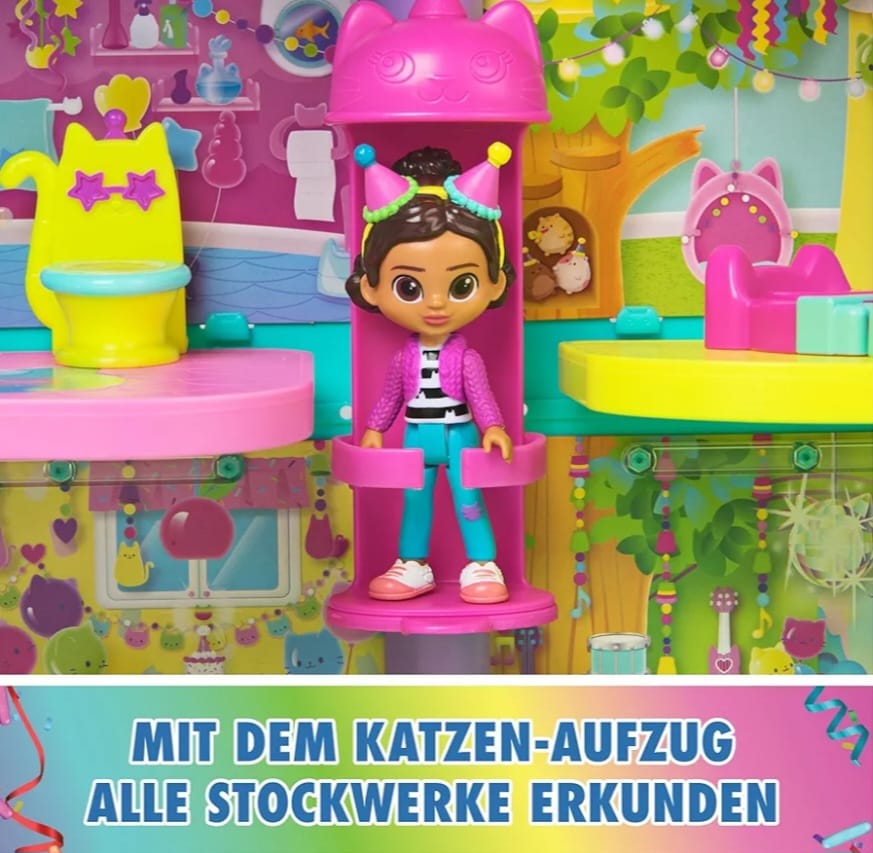 DREAMWORKS GABBY'S DOLLHOUSE - 14-teiliges Purrfect Party Puppenhaus , B-WARE