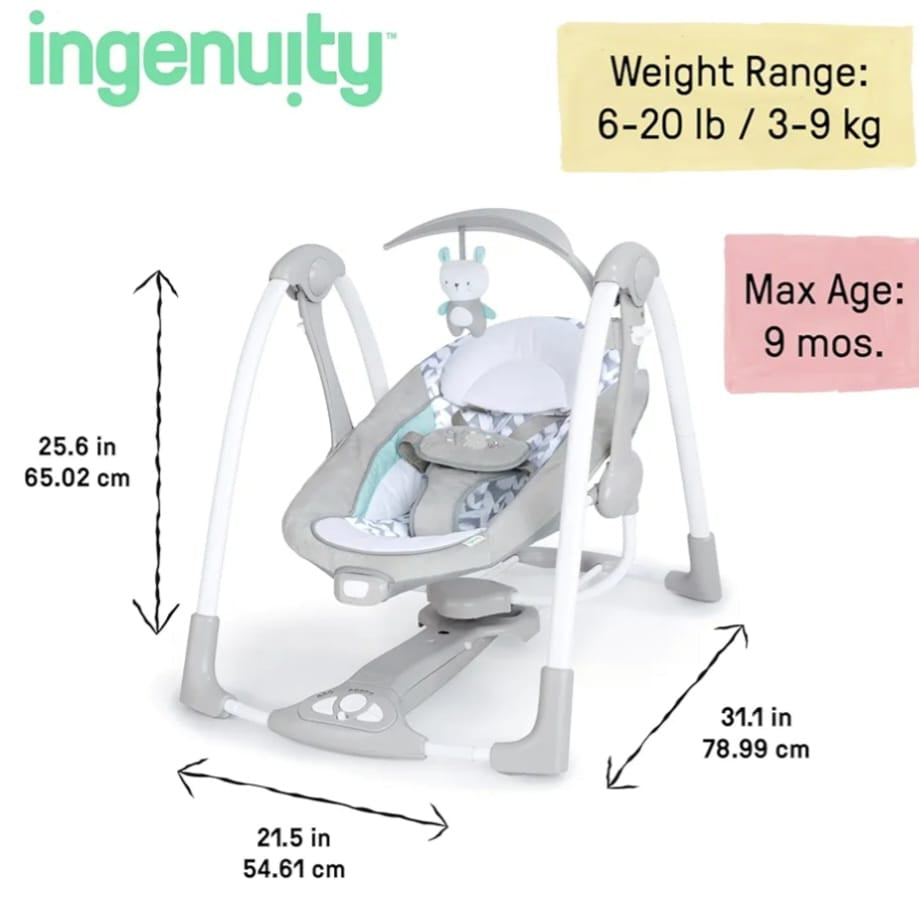 Ingenuity ConvertMe 2-in-1 Babyschaukel & Babywippe, tragbar, B-WARE